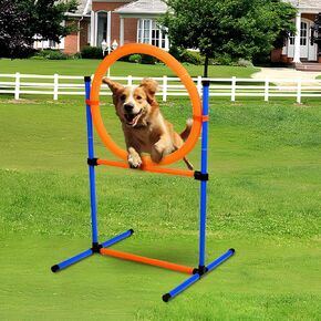 Agility Training Equipment for Dogs, Dog Agility Course Backyard Set Include Tunnel, Jumping Ring, Pause Box, 6 Weave Poles with Carry Bags