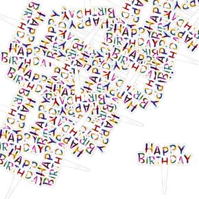 100pcs عيد ميلاد سعيد كب كيك أعلى القبعات ، بلاستيك ملون كعكة عيد ميلاد صغيرة القبعات العليا عيد ميلاد سعيد يختار القبعات الكب كيك مصغرة لاستشارة الطفل الإمداد