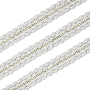 10Yards 15mm/0.59inch Wide White Fabric Decorative Lace Webbing for All Kinds of Sewn Garments, Curtains, Sewing and DIY Crafts Lamps Furniture Decoration (White & Grey-15mm)