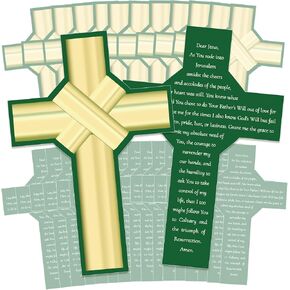 100 Pcs Easter Religious Palm Leaf Prayer Bookmark 6 x 4 Inch Cross Bookmarks with Prayer on Back Inspirational Card Stock Bible Page Tracker for Christian Church Event, Youth Group, Classroom