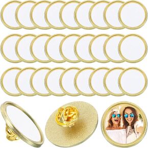 PATIKIL Sublimation Blank Button, 30 Pcs 0.98 Inch Aluminum DIY Sublimation Pins Round for DIY Craft Badge Jewelry Lapel, Silver Tone