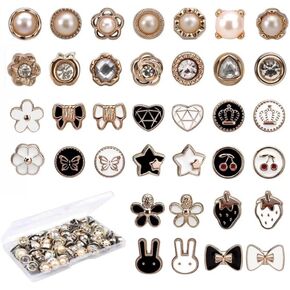 120PCS Pearl Brooch Buttons, Replacement Safety Button for Clothing Jeans Skirts Shirt Dress Sweaters Coat Shawl,Charms for Socks,No Sew Instant Removable Reusable Cover Up Buttons Pins