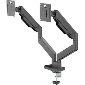 KS-32DMA: Dual Monitor Arm - Full Adjustable Monitor Desk Mount Swivel Vesa Bracket with C Clamp, Grommet Mounting Base up to 32 Inch Computer Screens, Made from Aluminum