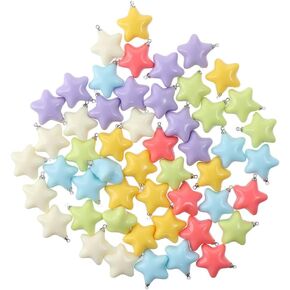 60Pcs 6 Colors Colorful Star Charm for Jewelry Making,DIY Bracelet Necklace Accessories,Resin Star Pendants Charms,Candy Color Star Beads Charms