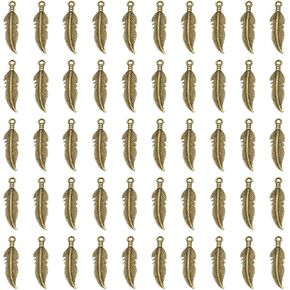 PATIKIL 150pcs Feather Charm Mini Feather Pendants Charm Bulk Metal Dream Catcher for Jewelry Making Bracelets Earrings