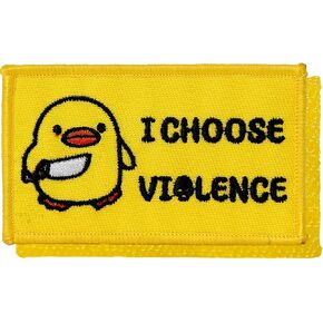 I Choose Violence Chick Meme Patch - Funny Military Morale Patches with Hook Fastener Backing, Humorous Embroidered Patch for Tactical Backpacks, Hats, Lunch Bags, Vests, Jackets