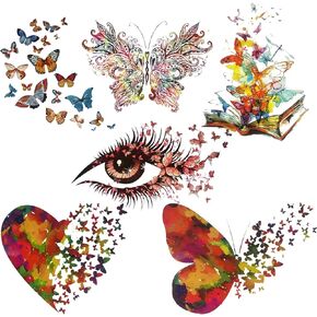 Woohome 6 PCS Butterfly Iron on Patches Iron on Transfer Decals Butterfly Heat Transfer Patches Colorful Stickers Washable DIY for T-Shirt Jeans Backpacks Families Clothing Hat DIY