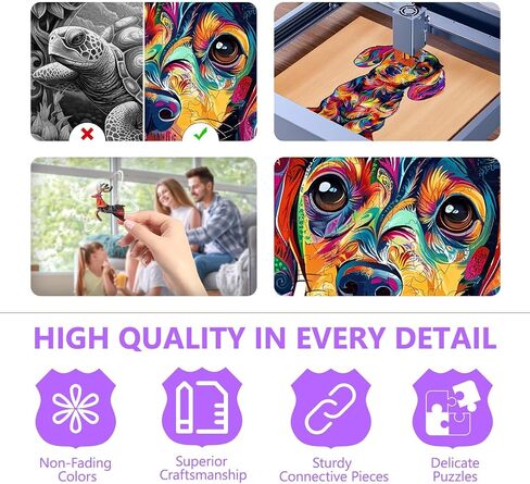 Wooden Puzzles for Adults, Colorful Dachshund Wooden Jigsaw Puzzles for Adults 80 Pieces, Dog Puzzle, Wood Puzzles Adult, Unique Animal Shape, Gifts for Friends, Wall Art Canvas Puzzle(S-8.5 * 5.5in) in Saudi Arabia