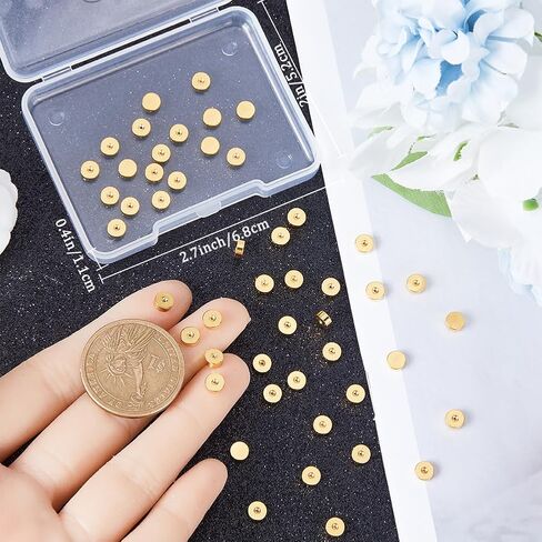 Beebeecraft 1 Box 50pcs برغي الكرة المسمار ل 20 جرام ترابط بعد هندسة الفولاذ المقاوم للصدأ الفولاذ المقاوم للصدأ مسطح مستدير البديل ظهور القرط لمجوهر in Saudi Arabia
