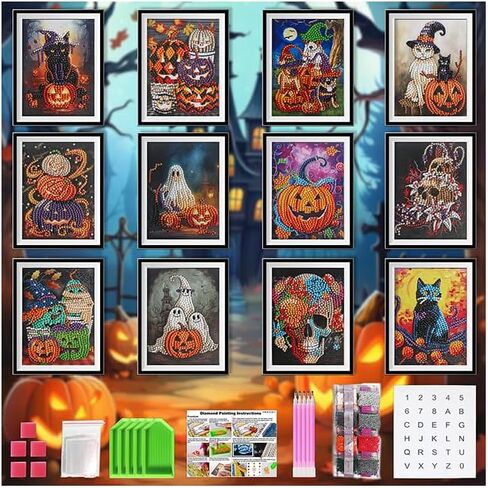 Vidonio 10pcs مجموعات الطلاء الماس ، 5D DIY جولة كاملة الحفر الماس مجموعة الفن مجموعة من الأعمال الفنية الشهيرة الماس الماس للبالغين المبتدئين ، مجموعات الماس الفنية الكلاسيكية للمنزل جدار ديكور الهدية in Kuwait