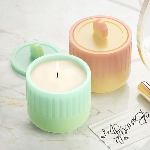 Striped Candle Jar Resin Molds Storage Box with Lid Silicone Molds 3D Candle Cups Epoxy Resin Mold for DIY Home Decoration Handicrafts (A) in Kuwait