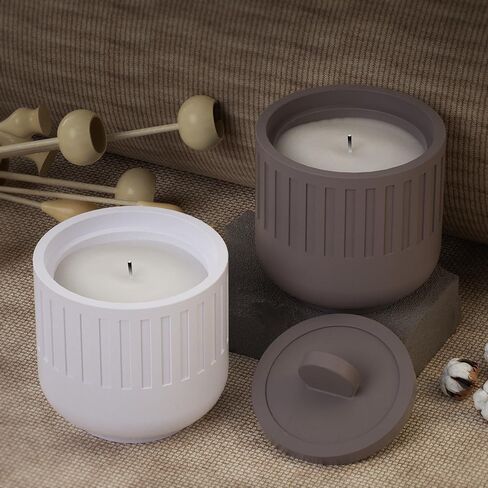 Striped Candle Jar Resin Molds Storage Box with Lid Silicone Molds 3D Candle Cups Epoxy Resin Mold for DIY Home Decoration Handicrafts (A) in Kuwait