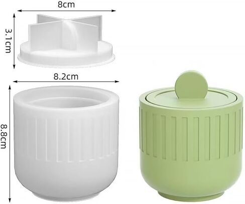 Striped Candle Jar Resin Molds Storage Box with Lid Silicone Molds 3D Candle Cups Epoxy Resin Mold for DIY Home Decoration Handicrafts (A) in Kuwait