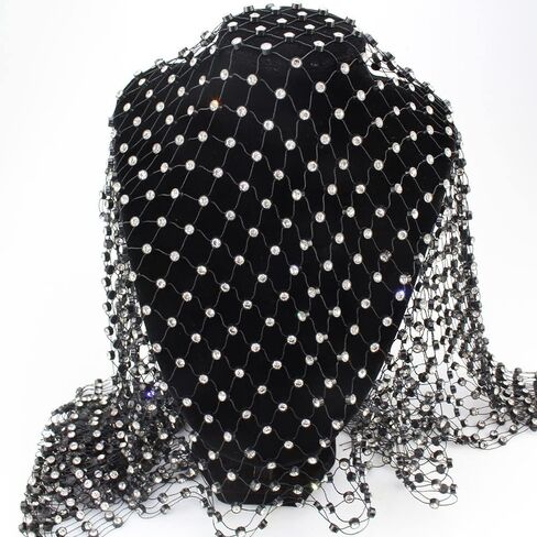 20x35 Inch Sparkling Stretch Rhinestone Mesh One Yard Clear Crystal Fishnet Fabric DIY Women's Fashion Rave Party Glitter Headband Mask Decoration (1 Yard SS08) in Kuwait