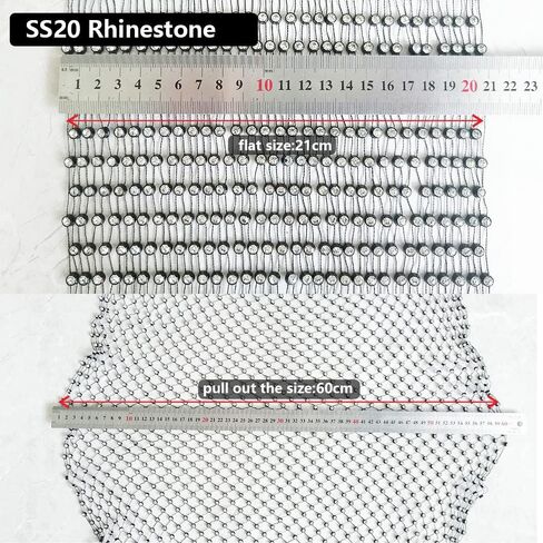 20x35 Inch Sparkling Stretch Rhinestone Mesh One Yard Clear Crystal Fishnet Fabric DIY Women's Fashion Rave Party Glitter Headband Mask Decoration (1 Yard SS08) in Kuwait