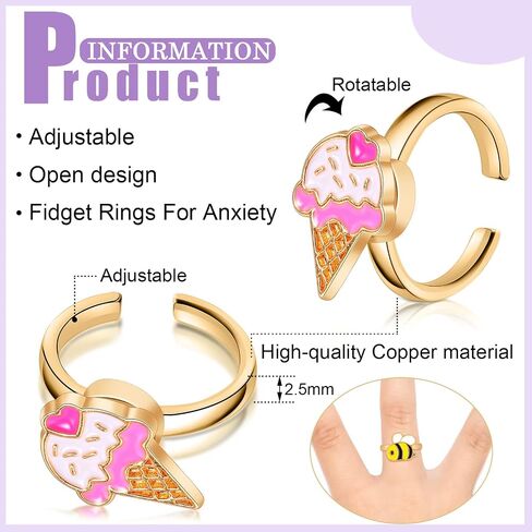 9 Pieces Fidget Anxiety Rings Rotatable Open Ring Set Cute Spinner Rings for Anxiety Stackable Rotating Rings Calming Worry Adjustable Rings for Women Ladies Mood Relieve Stress(Fancy Style) in Saudi Arabia