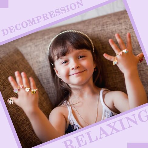 9 Pieces Fidget Anxiety Rings Rotatable Open Ring Set Cute Spinner Rings for Anxiety Stackable Rotating Rings Calming Worry Adjustable Rings for Women Ladies Mood Relieve Stress(Fancy Style) in Saudi Arabia
