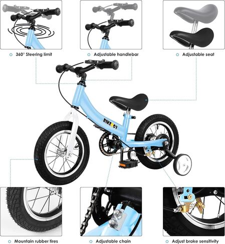 Balance Bike 2 in 1,The Dual Use of a Kids Balance Bike and Toddler Bike, for 2 3 4 5 6 7 Years Old -12 14 16 Inches with Training Theory, Brake, Pedal in Saudi Arabia