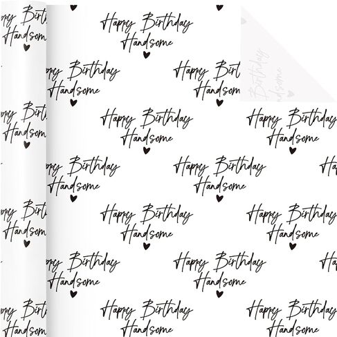 WRAPAHOLIC Birthday Wrapping Paper for Men - Mini Roll - 17 Inch x 16.5 Feet - Happy Birthday Handsome Design for Special Friend, Boyfriend, Husband in Kuwait