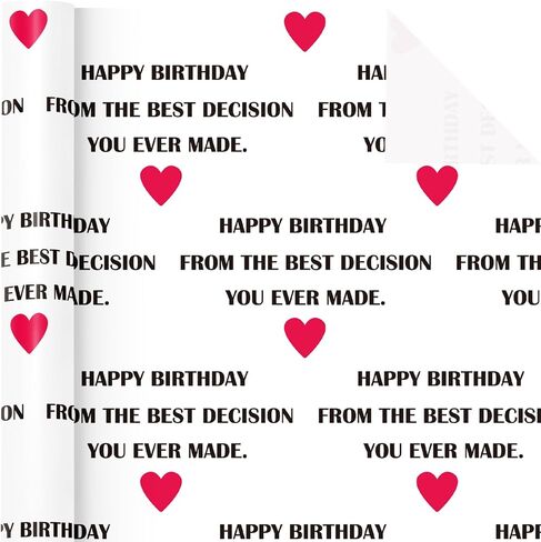 WRAPAHOLIC Birthday Wrapping Paper for Men - Mini Roll - 17 Inch x 16.5 Feet - Happy Birthday Handsome Design for Special Friend, Boyfriend, Husband in Kuwait