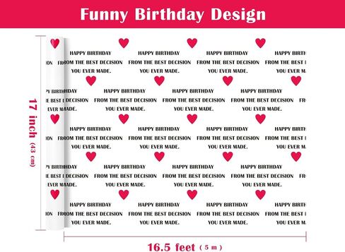 WRAPAHOLIC Birthday Wrapping Paper for Men - Mini Roll - 17 Inch x 16.5 Feet - Happy Birthday Handsome Design for Special Friend, Boyfriend, Husband in Kuwait