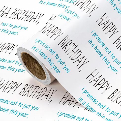 WRAPAHOLIC Birthday Wrapping Paper for Men - Mini Roll - 17 Inch x 16.5 Feet - Happy Birthday Handsome Design for Special Friend, Boyfriend, Husband in Kuwait