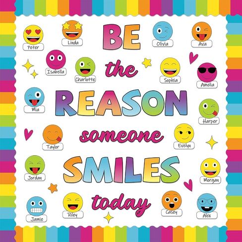 Classroom Bulletin Board Decoration Set Welcome Banner Wall Door Colorful Smile Face Classroom Decorations for Kindergarten Preschool Elementary Middle School(Be The Reason Someone Smile Today) in Kuwait