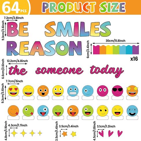 Classroom Bulletin Board Decoration Set Welcome Banner Wall Door Colorful Smile Face Classroom Decorations for Kindergarten Preschool Elementary Middle School(Be The Reason Someone Smile Today) in Kuwait