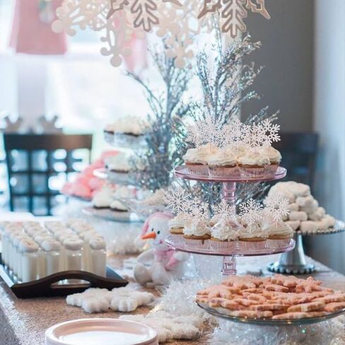 Rsstarxi 30 Pack Snowflake Cupcake Toppers Glitter Winter Frozen Theme Cupcake Picks Baby Shower Cake Decorations for Snowflake Theme Christmas Kids Birthday Party Supplies Silver in Kuwait
