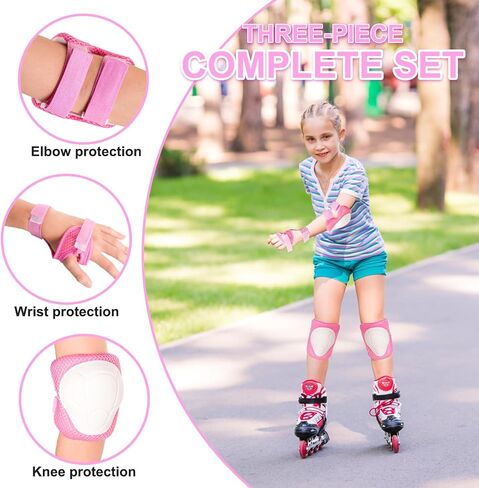 Knee Pads for Kids 3-14 Years Toddler Knee and Elbow Pads with Wrist Guards 3 in 1 for Bicycle Scooter Roller Skates Skateboarding in Kuwait