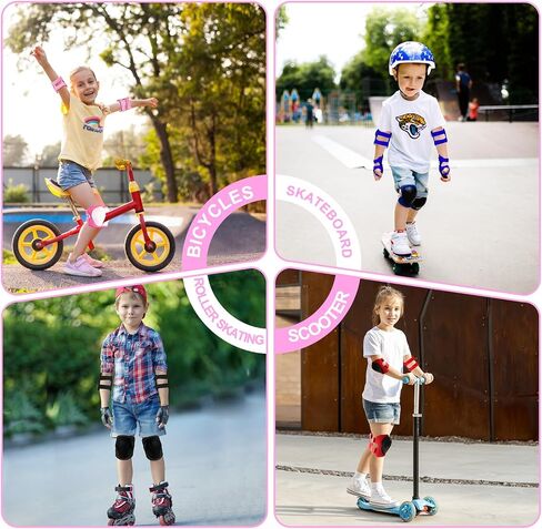 Knee Pads for Kids 3-14 Years Toddler Knee and Elbow Pads with Wrist Guards 3 in 1 for Bicycle Scooter Roller Skates Skateboarding in Kuwait