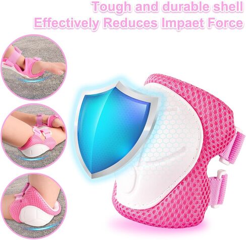 Knee Pads for Kids 3-14 Years Toddler Knee and Elbow Pads with Wrist Guards 3 in 1 for Bicycle Scooter Roller Skates Skateboarding in Kuwait