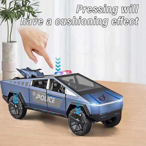 Cybertruck Toy Trucks Police Cars Cybertquad Alloy Die-cast Truck 1/32 Toy Cars Race with Sound and Light (Pruple) in Saudi Arabia