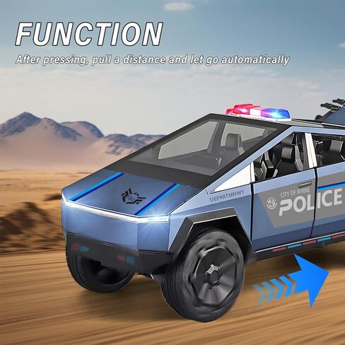 Cybertruck Toy Trucks Police Cars Cybertquad Alloy Die-cast Truck 1/32 Toy Cars Race with Sound and Light (Pruple) in Saudi Arabia