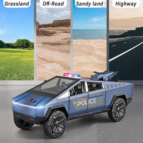 Cybertruck Toy Trucks Police Cars Cybertquad Alloy Die-cast Truck 1/32 Toy Cars Race with Sound and Light (Pruple) in Saudi Arabia