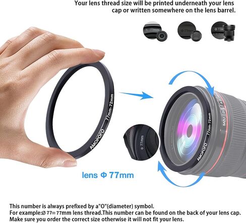 40.5mm to 55mm Step-Up Ring Filter Adapter for 55mm UV, ND, CPL Filter, Metal Step-Up Ring in Saudi Arabia
