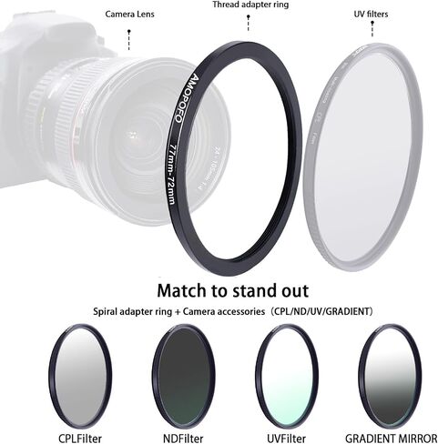 40.5mm to 55mm Step-Up Ring Filter Adapter for 55mm UV, ND, CPL Filter, Metal Step-Up Ring in Saudi Arabia