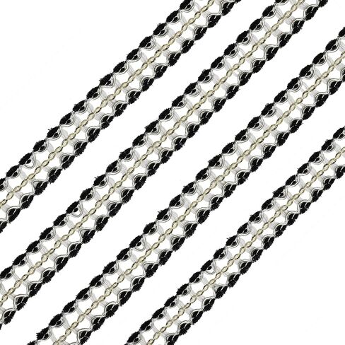10Yards 15mm/0.59inch Wide White Fabric Decorative Lace Webbing for All Kinds of Sewn Garments, Curtains, Sewing and DIY Crafts Lamps Furniture Decoration (White & Grey-15mm) in Kuwait