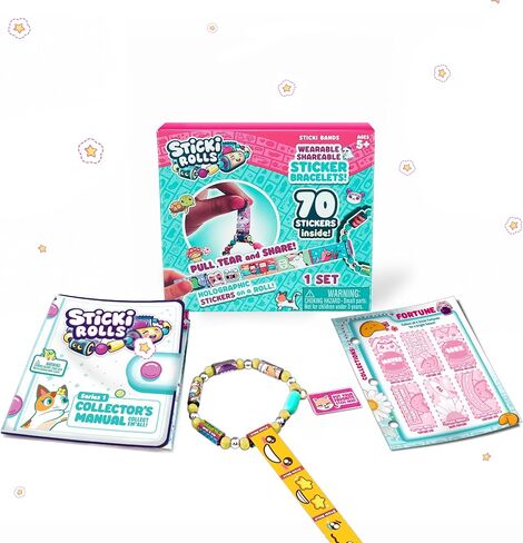 STICKI Rolls Sticki Bands - Wearable & Shareable Sticker Bracelet | Includes 70 Mini Stickers | 2 Mystery Reveal Sticki Rolls | Over 1000 Sticker Designs to Discover and Collect! (Series 1 Yellow) in Kuwait