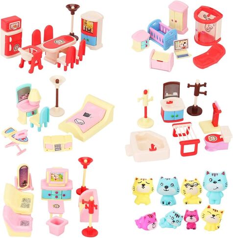 50 Pack Kids Little Dollhouse Furniture Set Toys House Big Dreams for Baby Children Girls Boys Age 3+,Miniature Accessories Educational Pretend Play Toys for Toddler in Saudi Arabia
