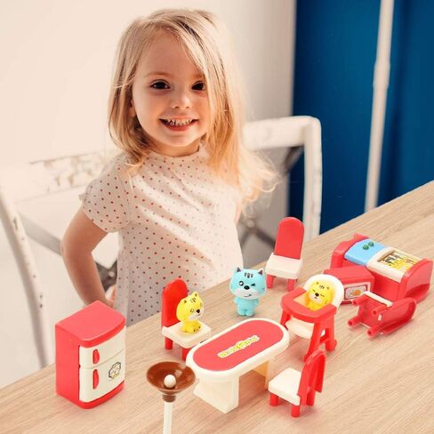 50 Pack Kids Little Dollhouse Furniture Set Toys House Big Dreams for Baby Children Girls Boys Age 3+,Miniature Accessories Educational Pretend Play Toys for Toddler in Saudi Arabia