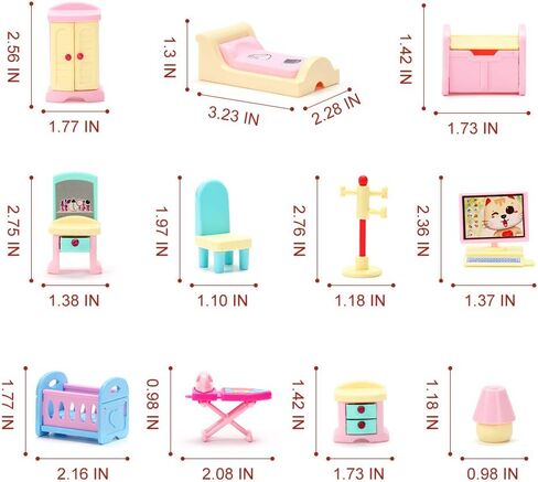 50 Pack Kids Little Dollhouse Furniture Set Toys House Big Dreams for Baby Children Girls Boys Age 3+,Miniature Accessories Educational Pretend Play Toys for Toddler in Saudi Arabia