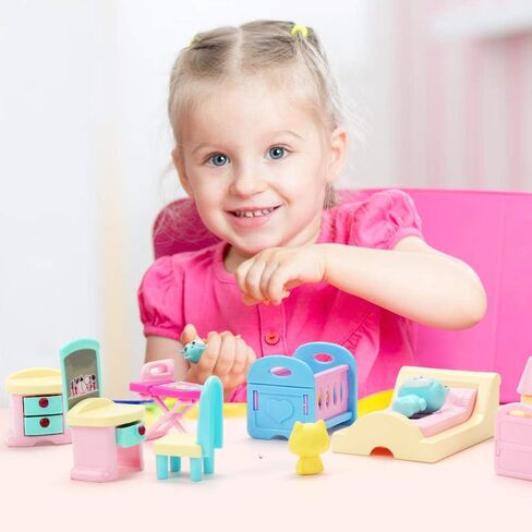 50 Pack Kids Little Dollhouse Furniture Set Toys House Big Dreams for Baby Children Girls Boys Age 3+,Miniature Accessories Educational Pretend Play Toys for Toddler in Saudi Arabia