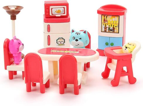 50 Pack Kids Little Dollhouse Furniture Set Toys House Big Dreams for Baby Children Girls Boys Age 3+,Miniature Accessories Educational Pretend Play Toys for Toddler in Saudi Arabia