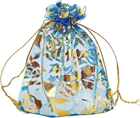 QIANHAILIZZ 100 pcs 3.5 x 4.7 Inch Flower Heart Organza Jewelry Gift Pouch Candy Pouch Drawstring Wedding Favor Bags X92 (A white with gold heart) in Saudi Arabia