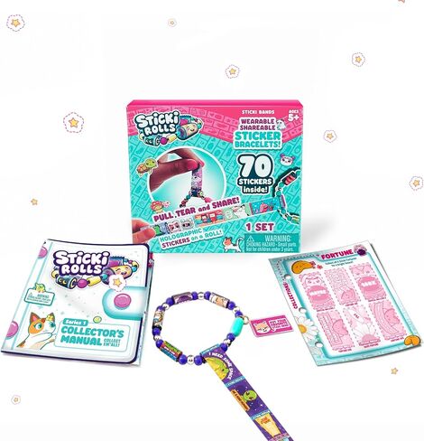STICKI Rolls Sticki Bands - Wearable & Shareable Sticker Bracelet | Includes 70 Mini Stickers | 2 Mystery Reveal Sticki Rolls | Over 1000 Sticker Designs to Discover and Collect! (Series 1 Yellow) in Kuwait