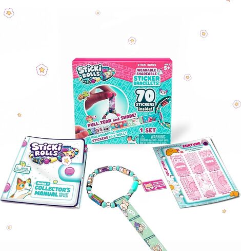 STICKI Rolls Sticki Bands - Wearable & Shareable Sticker Bracelet | Includes 70 Mini Stickers | 2 Mystery Reveal Sticki Rolls | Over 1000 Sticker Designs to Discover and Collect! (Series 1 Yellow) in Kuwait