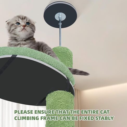 Roypet قابل للتعديل 93 "-116" طويل القامة القط تسلق شجرة 5 طبقات كيتي مركز النشاط من الأرض إلى السقف لعبة متسلق القط مع أرجوحة معلقة وأعمدة الخدش أثاث القطط، رمادي in Kuwait