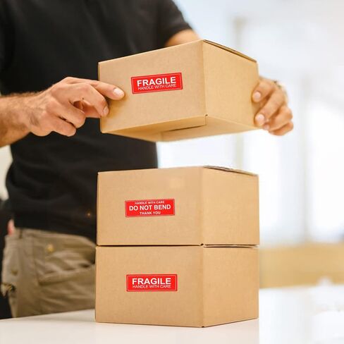1"x 3" Fragile Stickers and Do Not Bend Stickers,Warning Labels Stickers for Shipping and Moving, 250 Per Rolls (2 Roll) in Saudi Arabia