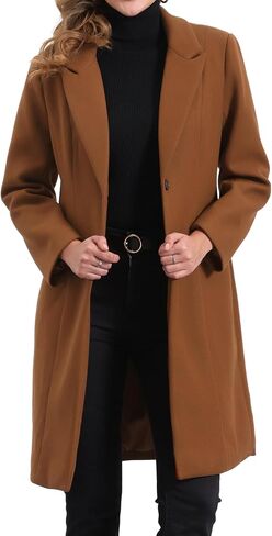 Allegra K Winter Coat for Women's Notch Lapel Mid-Long Single Breasted Overcoat Pea Coats in Saudi Arabia